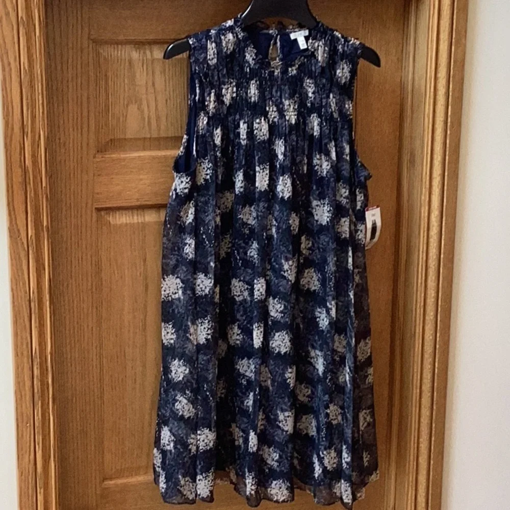 Joie Mini Dress Size Large Blue Baltic Print Shift Sleeveless Flowy NWT